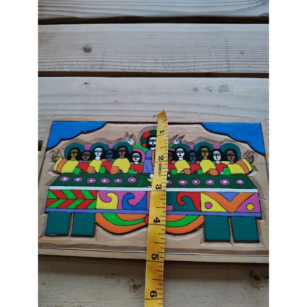 El Salvador Vintage Folk Art Jesus on Cross Hand Painted Wood Religious &Other‎ - Picture 11 of 16